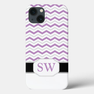 Purple & Grey Chevron Monogram iPad 2/3/4 Coque