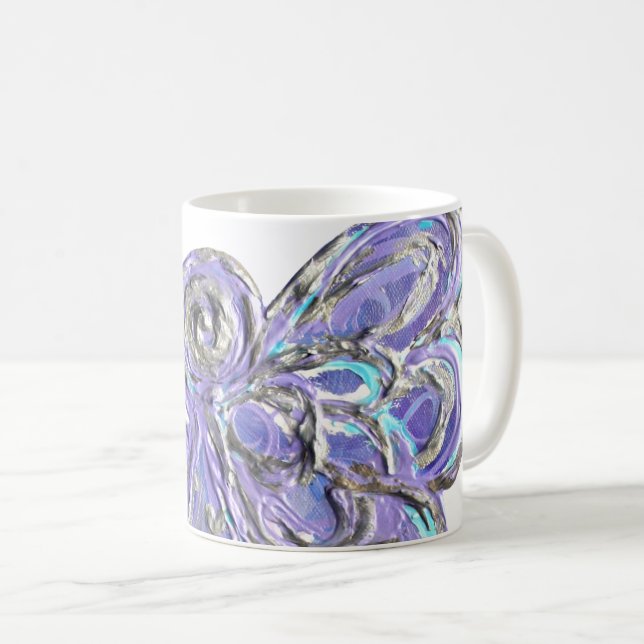 Purple Guardian Angel Custom Coffee Mug Cup (Devant droit)