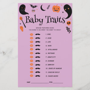 Purple Halloween Baby shower bébé Traits Jeu