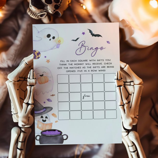 Purple Halloween Petit Baby shower Boite Jeu de Bi (A Little Boo Baby Shower Bingo Game
)