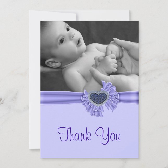 Purple Heart Baby Photo Carte de remerciements (Devant)