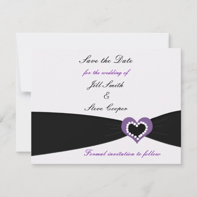 Purple Heart Black Ribbon Save the Date (Devant)