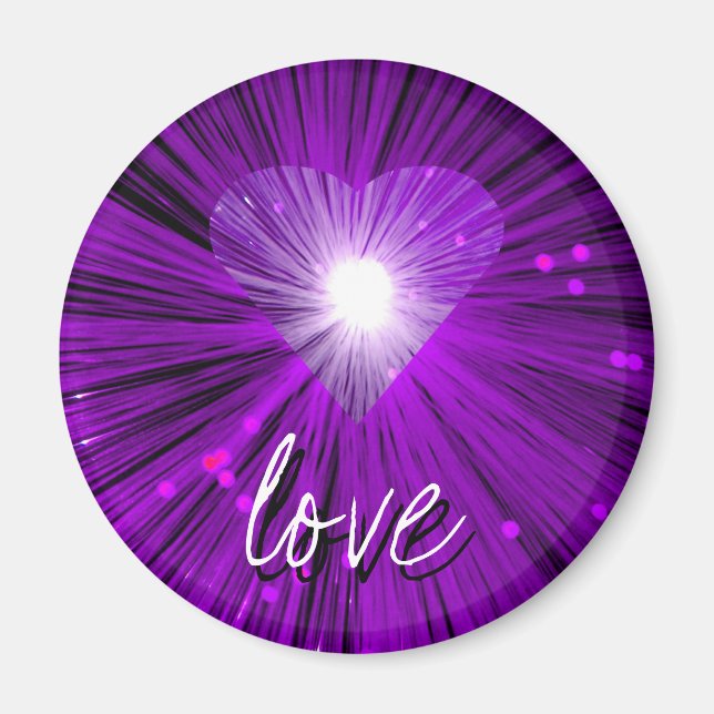 Purple Heart 'love', aimant frigo rond (Devant)