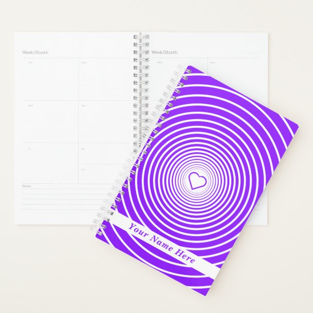 Purple Heart Planner Texte et couleurs personnalis (Devant avec enveloppe)