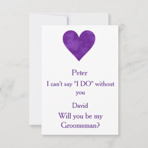 Purple Heart Serez-Vous Mon Groomsman Invitation