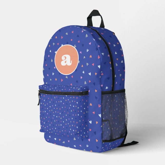 Purple Hearts Girl Monogramme Imprimer Couper Sac  (Coin arrière droit)