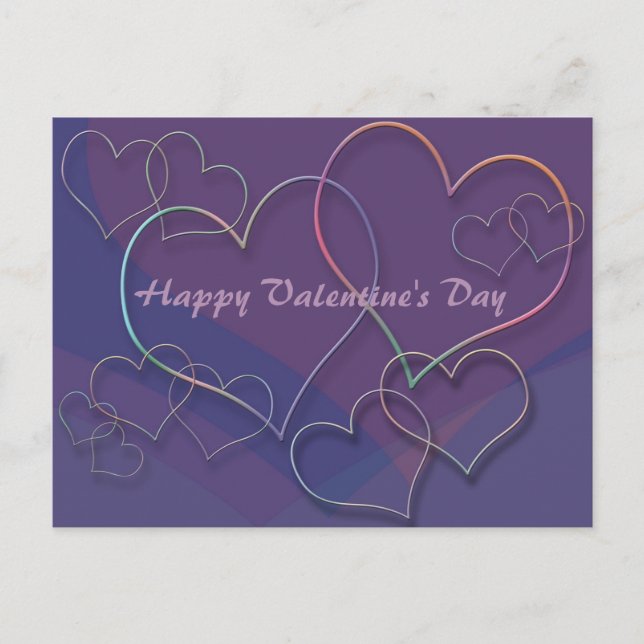 Purple Hearts Motif Valentine Carte postale (Devant)