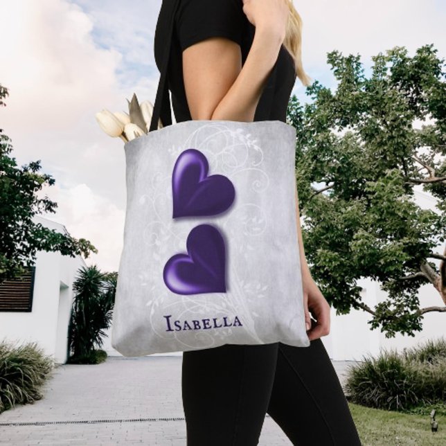 Purple Hearts Sac fourre-tout personnalisé (Purple Hearts Personalized Tote Bag)