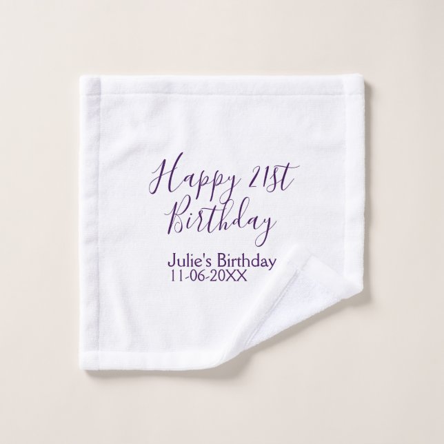 Purple heureux 21e anniversaire nom date Porte - c (Gant de toilette)