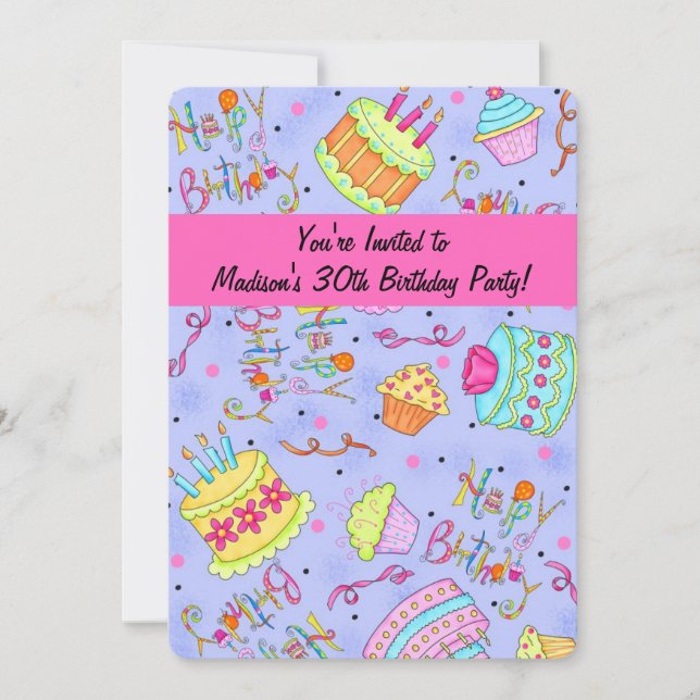 Purple Hot Pink 30e anniversaire Invitation de fêt (Devant)