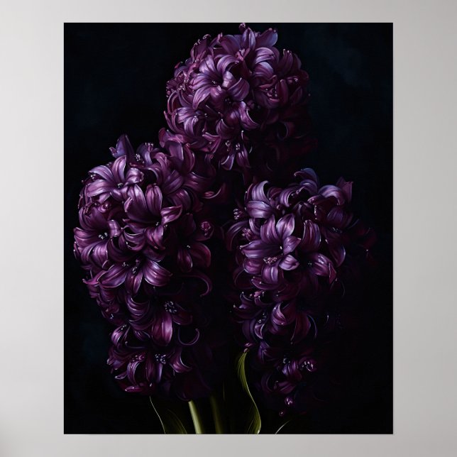 Purple Hyacinth Flowers Art Imprimer Poster (Devant)