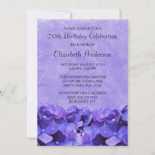 Purple Hydrangeas 70e anniversaire Invitations