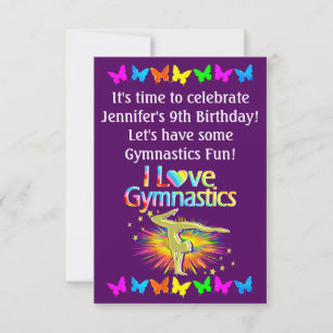 PURPLE I ADORE GYMNASTICS INVITATION