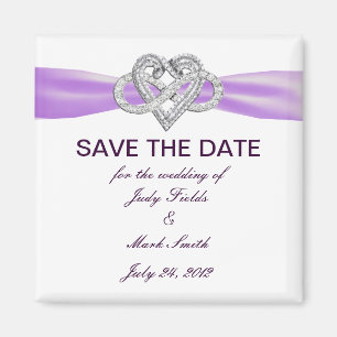 Purple Infinity Heart Enregistrer La Date Magnet