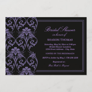 Purple Iris Damask Invitation de douche nuptiale