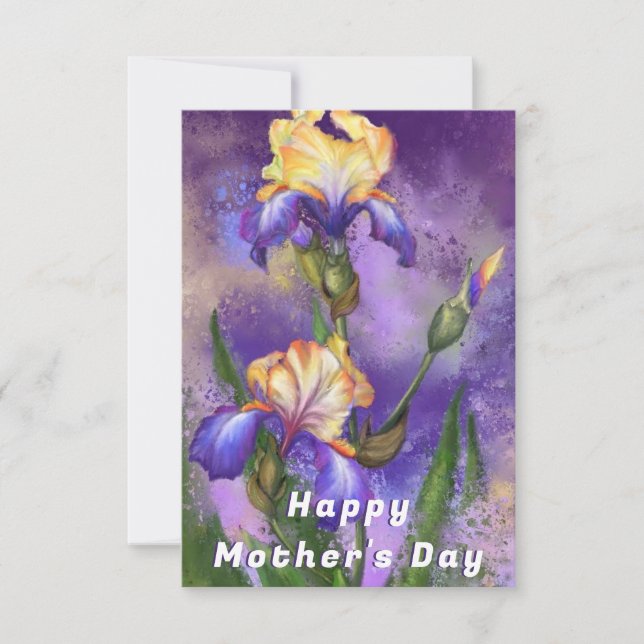 Purple Iris Flowers Carte de fête des mères (Devant)