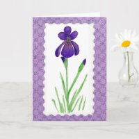 Purple Iris Grande Police Carte de Fête des Mères