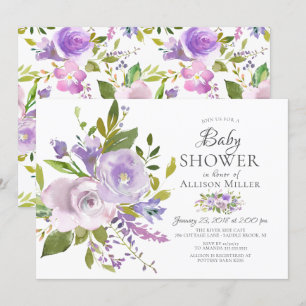 Purple Lavender Floral BABY Douche Invitations