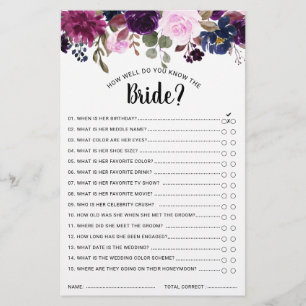 Purple Lavender Floral Boho Fête des mariées Jeu