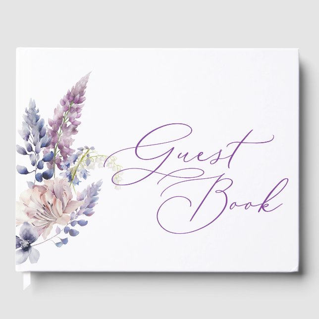 Purple + Lavender Floral Livre d'Invité (Recto)
