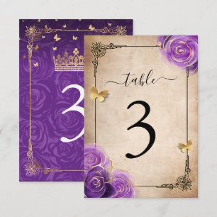Purple Lavender Rose Gold Table Numéro Cartes