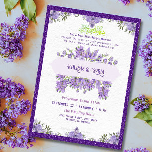 Purple Lavender Walima Faire-part de mariage islam