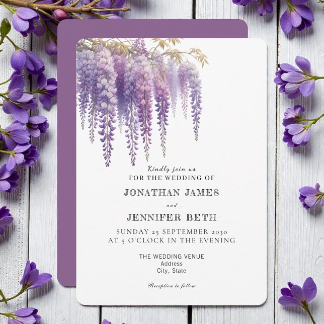 Purple Lavender Wisteria Floral Wedding Invitation (Créateur téléchargé)