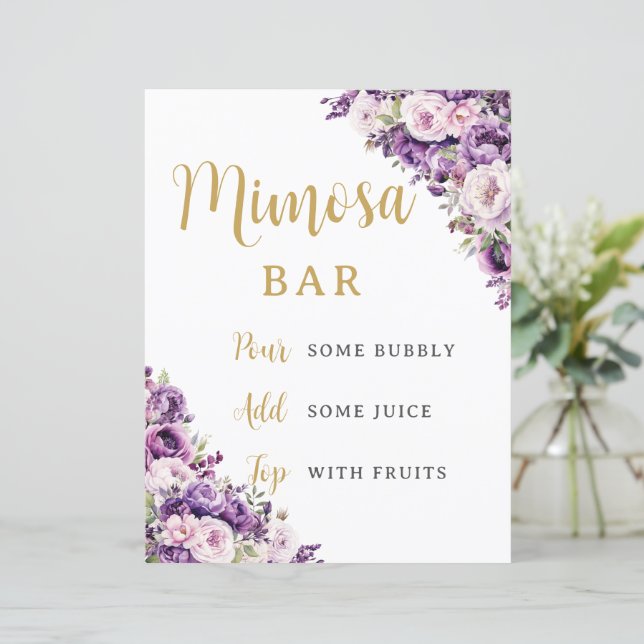 Purple Light Pink Rose Floral Flowers Mimosa Bar (Debout devant)