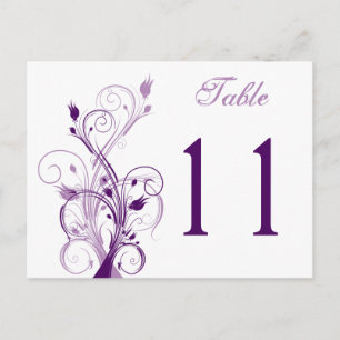 Purple Lilac Blanc Floral Numéro de table Carte po