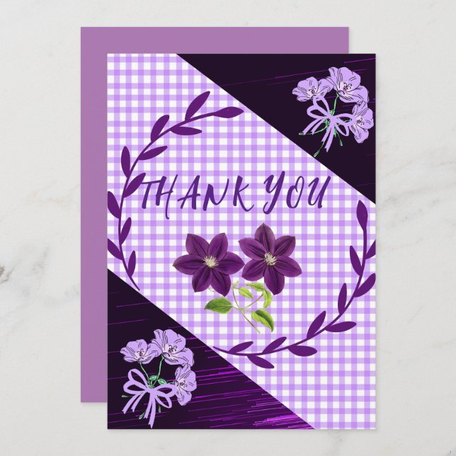 Purple Lilac Moderne Boho Mariage tendance Merci (Devant / Derrière)