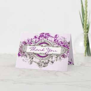 Purple Lilac Vintage Floral Mariage Carte de remer