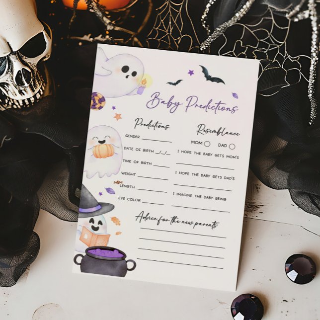 Purple Little Boo Halloween Baby Predictions Jeu (A Little Boo Baby Shower Baby Predictions Game )