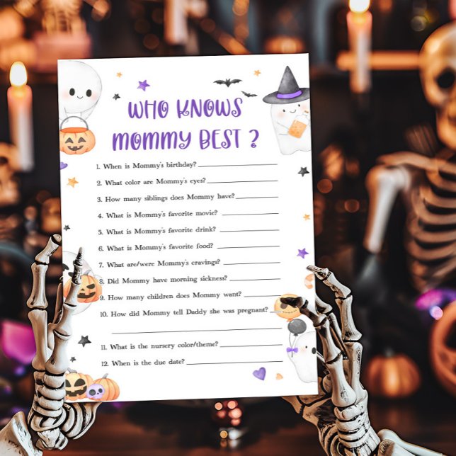 Purple Little Boo Qui connaît maman meilleur jeu (Baby is Brewing Baby Shower Who knows Mommy Best Game)