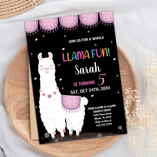 Purple Llama Amusants Llama Invitations Anniversai (Purple Llama Fun Llama Birthday Invitations)