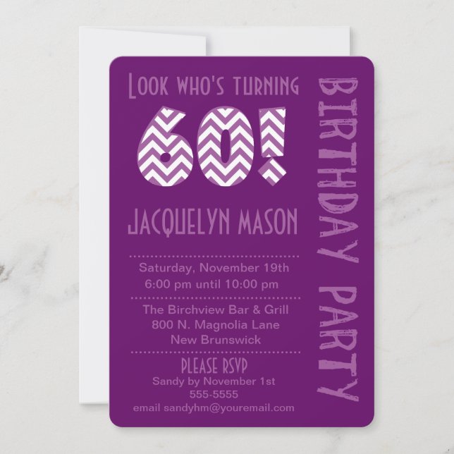 Purple Look qui fête ses 60 ans Invitation (Devant)