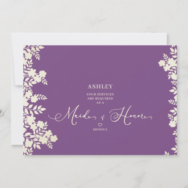 Purple Maid of Honor Proposal Botanical Frame (Devant)