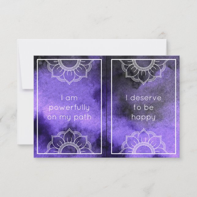 Purple Mandala Watercolor 2 Cartes d'Affirmation (Devant)