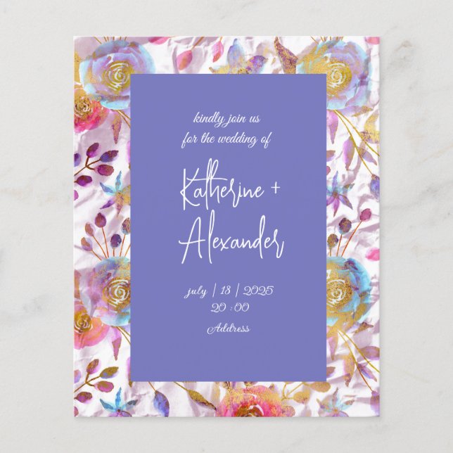 Purple mariage floral Lily Invitation classiques (Devant)