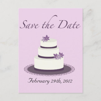 Purple Mariage Gâteau Enregistrer la date Carte po