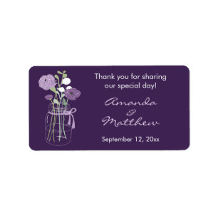 Purple Mason Jar Mariage Favoriser les Étiquettes