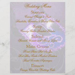 Purple Masquerade Ball Menu Flyer Mariage