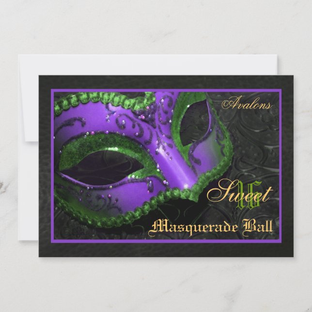 Purple Masquerade Sweet 16 Party Invitation (Devant)