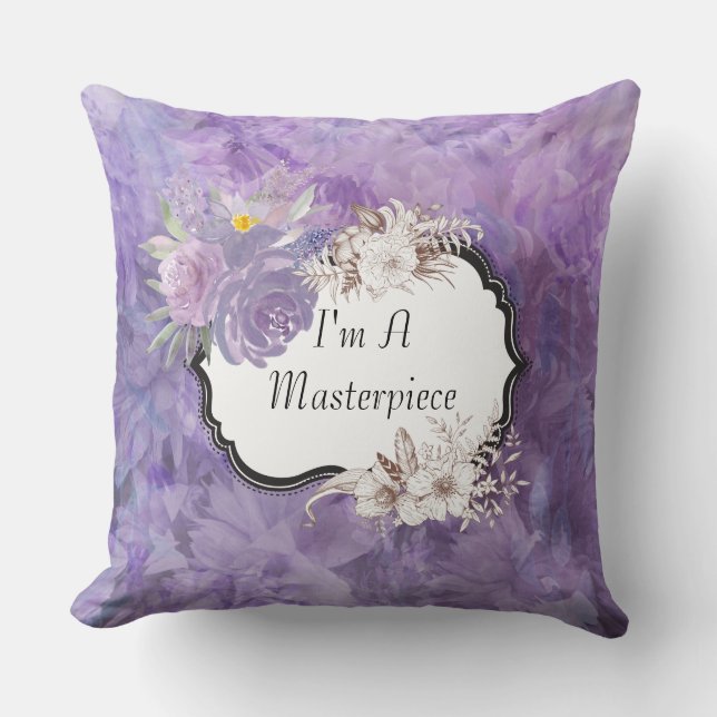 Purple Mauve Passion Floral Chef-d'oeuvre Coussin (Recto)