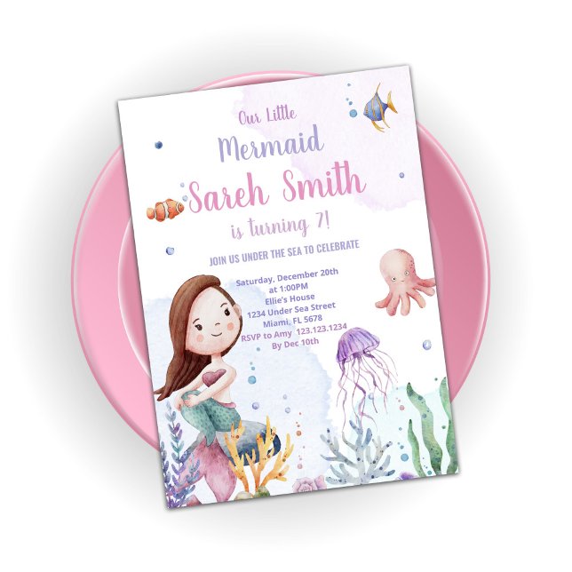Purple Mermaid Queue Invitations Anniversaires (Purple Mermaid Tail Birthday Invitations)