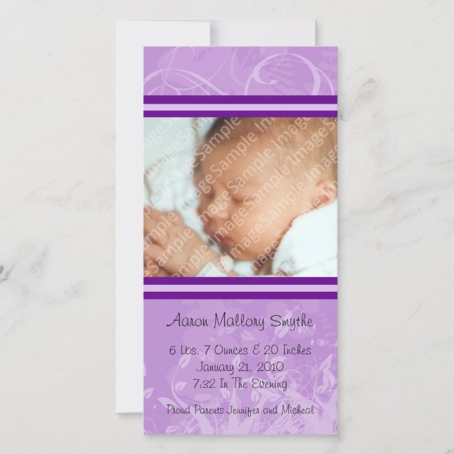 Purple Mod Style Nouveau Carte photo bébé (Devant)