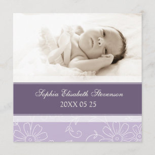 Purple Modèle photo Nouveau bébé Faire-part de nai