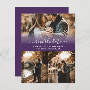 Purple Modern Mariage Photo Enregistrer Les Cartes