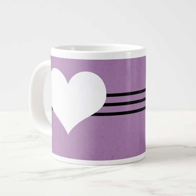 Purple Moderne Coeur Jumbo Mug (Devant gauche)