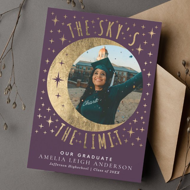 Purple Moon Graduation Photo Faire-part (Créateur téléchargé)
