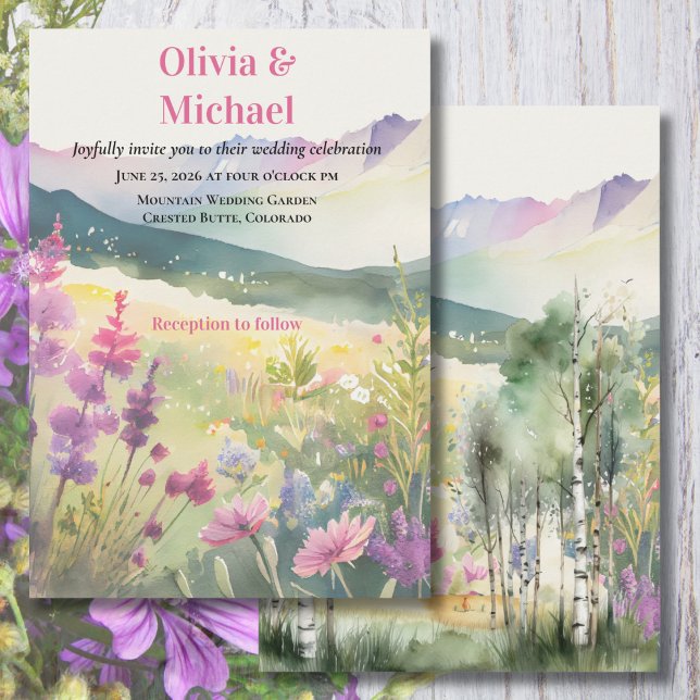 Purple Mountain Wildflowers Wedding Invitation (Créateur téléchargé)